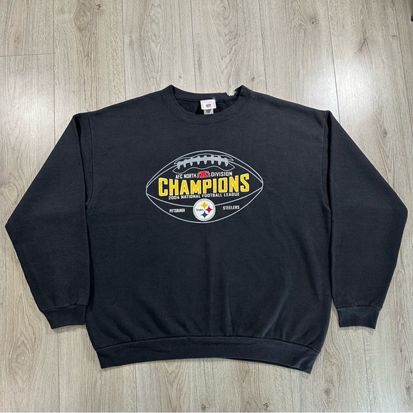 Vintage NFL Pittsburgh Steelers 2004 Black Sweatshirt Size XL - Picture 2 of 10